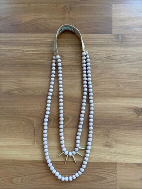 Double-Strand brown Beaded Necklace with Gold Spike Details